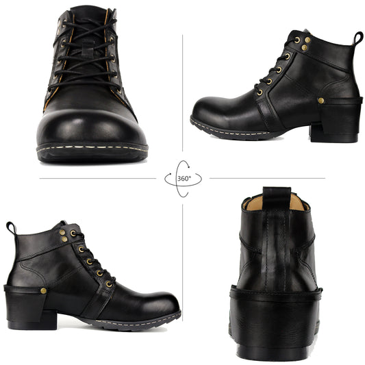 Men's Genuine Leather Black Chukka Boots Casual Dress Motorcycle Ankle Boots