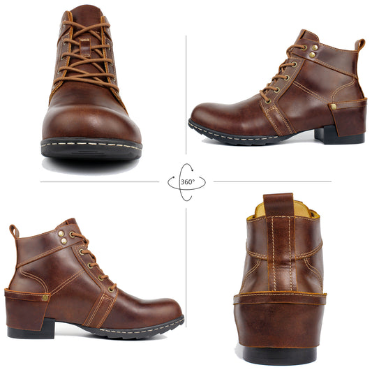 Men's Genuine Leather Chukka Boots Casual Dress Motorcycle Ankle Boots