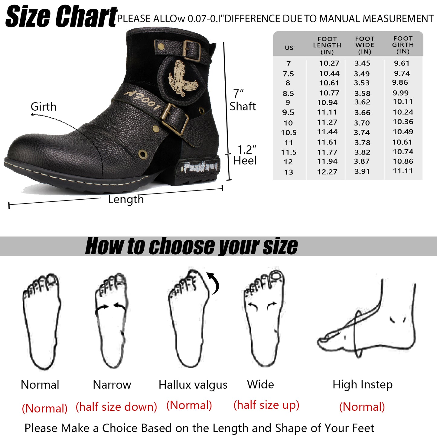 Psanfawq Motorcycle Boots Men Waterproof Leather -Retro Moto Biker Boots with Zip Up & Harness, Riding Combat Boots for Men Casual & Daily Wear,Black