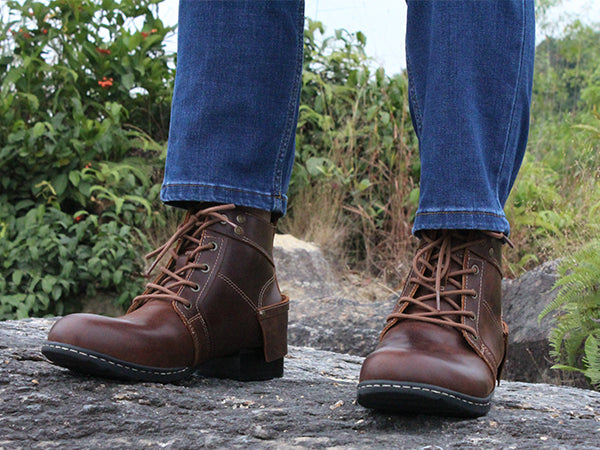 Men's Genuine Leather Chukka Boots Casual Dress Motorcycle Ankle Boots