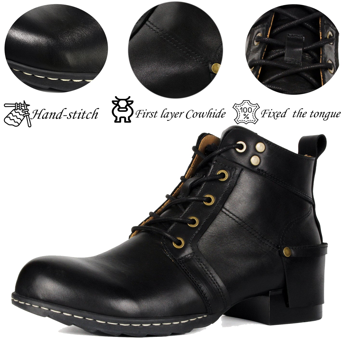 Men's Genuine Leather Chukka Boots Casual Dress Motorcycle Ankle Boots