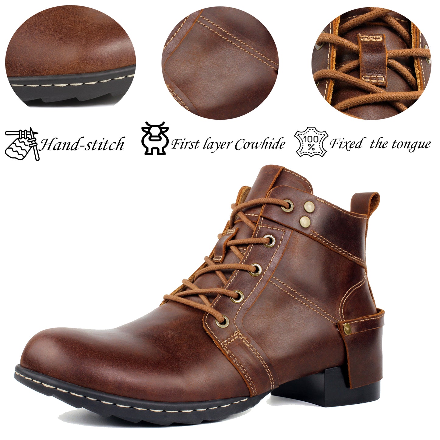 Men's Genuine Leather Chukka Boots Casual Dress Motorcycle Ankle Boots
