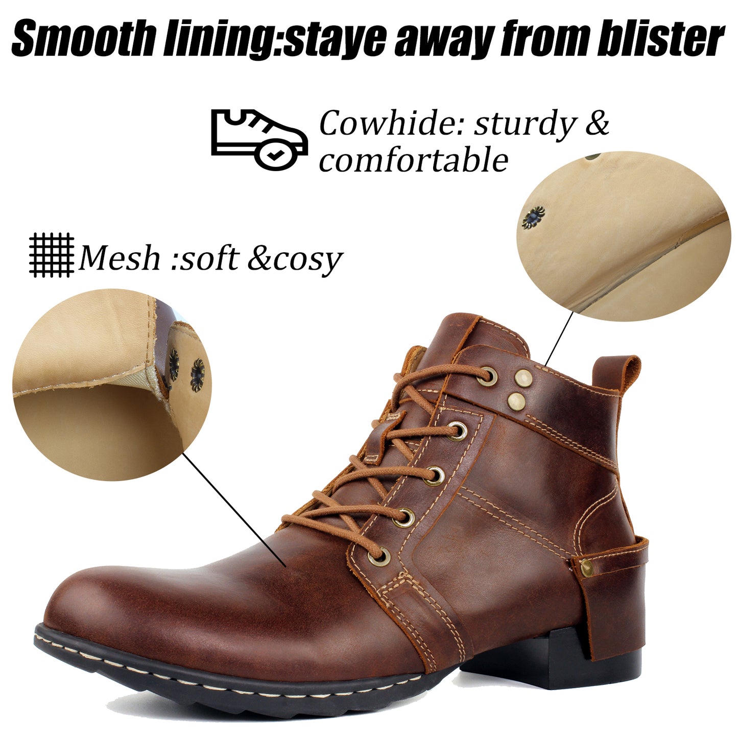 Men's Genuine Leather Chukka Boots Casual Dress Motorcycle Ankle Boots
