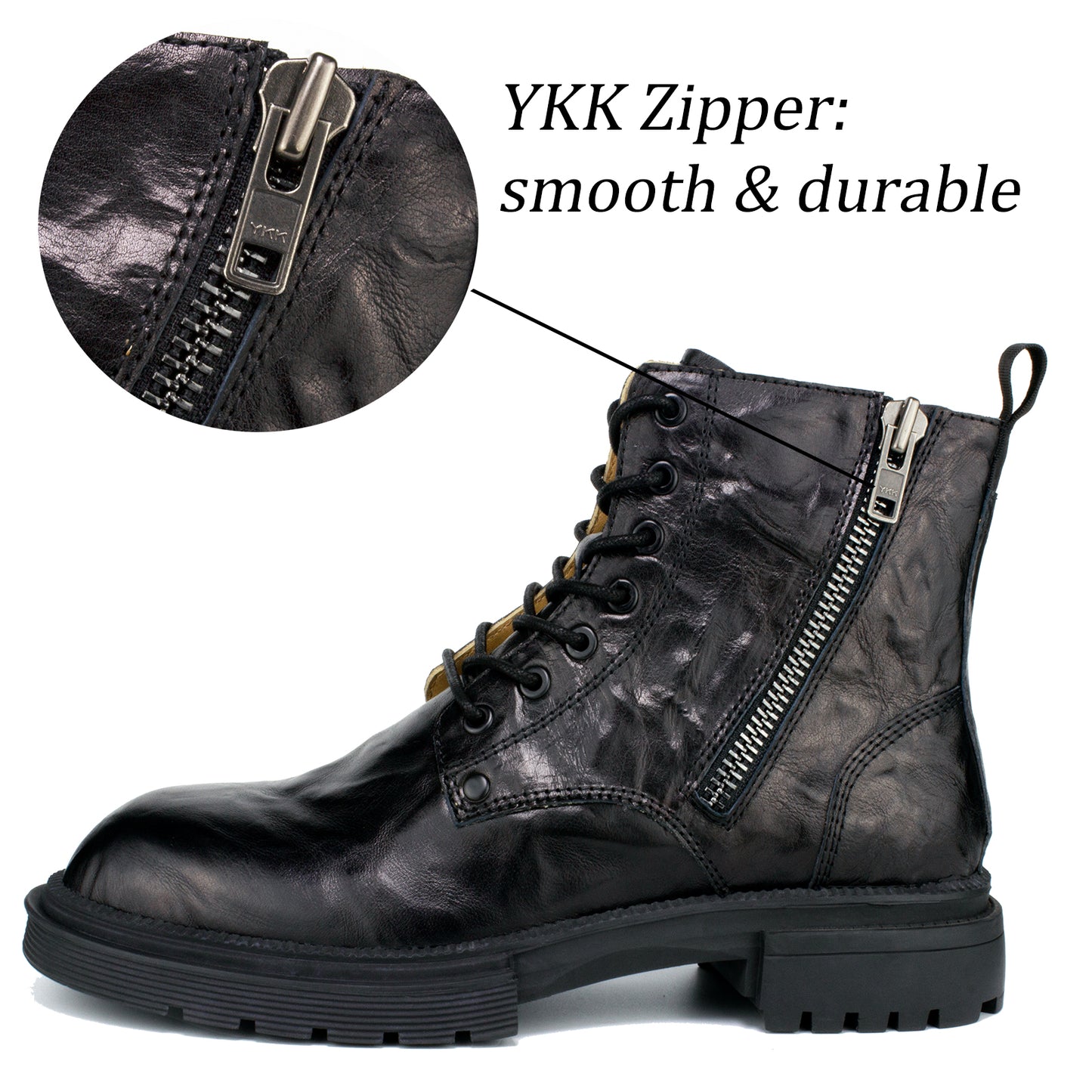 Men's Chelsea Boots with YKK Zipper & Breathable OrthoLite Footbed | Fashion Casual Full-Grain Leather Ankle Boots| Durable Slip-Resistant Rubber Sole for Comfort & Support